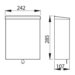 Poubelle murale 7L en acier époxy blanc, hauteur 285mm