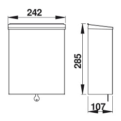 Poubelle murale 7L en inox poli brillant, hauteur 285mm
