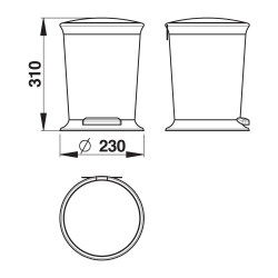 Poubelle au sol à pédale 5L en ABS blanc