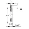Flexibles pex mâle diamètre m10x100 femelle g3/8’’ longueur 410mm