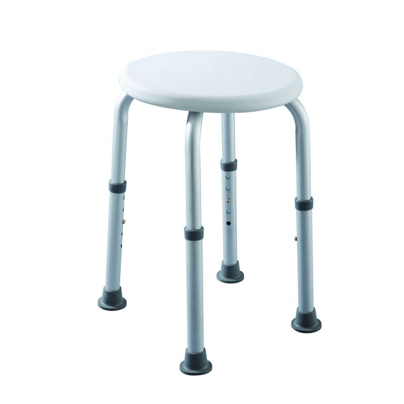 Tabouret de douche avec assise en ABS blanc et hauteur réglable 8 positions