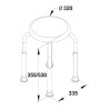 Tabouret de douche avec assise en ABS blanc et hauteur réglable 8 positions