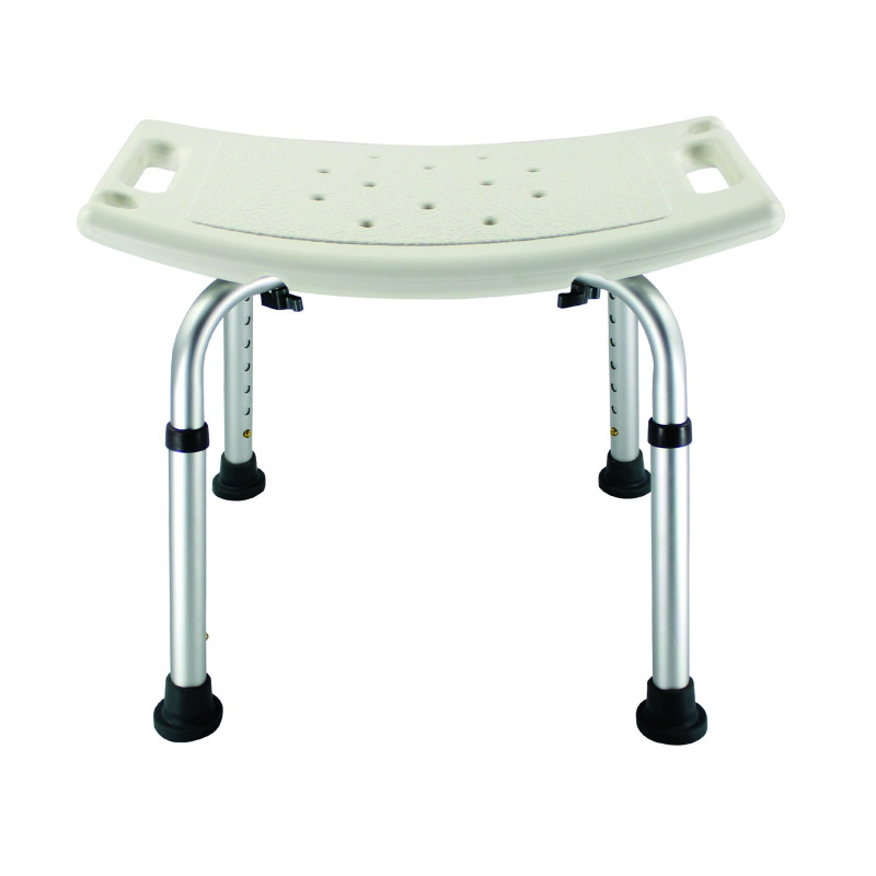 Banc de douche blanc sans dosseret avec hauteur réglable (7 positions)