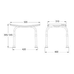 Banc de douche blanc sans dosseret avec hauteur réglable (7 positions)