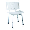 Banc de douche blanc avec dosseret et hauteur réglable (5 positions)