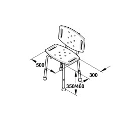 Banc de douche blanc avec dosseret et hauteur réglable (5 positions)