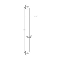 Barre avec coulisseau ø34 aluminium gainé ABS antibactérien blanc Lg 1100 mm