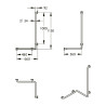 Barre d'angle ø34 -aluminium gainé ABS antibactérien blanc 1150 x 660 x 560 mm