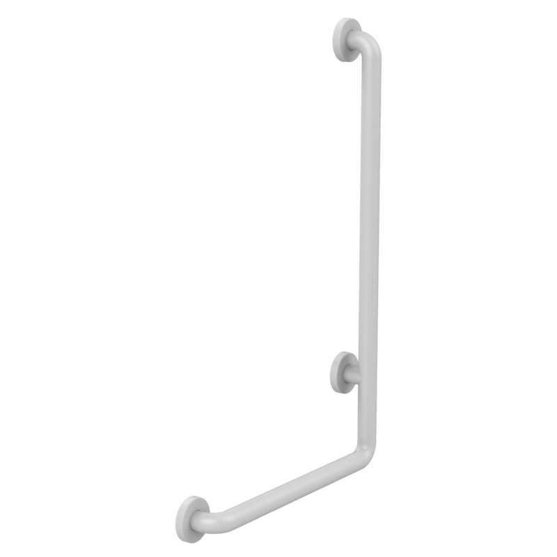 Barre coudée 90° ø34-aluminium gainé ABS antibactérien blanc 450 x 750 mm