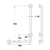 Barre coudée 90° ø34-aluminium gainé ABS antibactérien blanc 450 x 750 mm