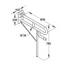 Barre relevable avec béquille ø34 650 mm aluminium ABS antibactérien blanc