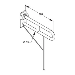Barre relevable avec béquille ø35 760 mm époxy blanc