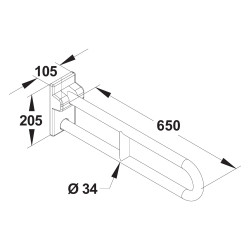 Barre relevable sans béquille ø34 650 mm aluminium ABS antibactérien blanc