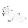 Barre relevable sans béquille ø34 650 mm aluminium ABS antibactérien blanc