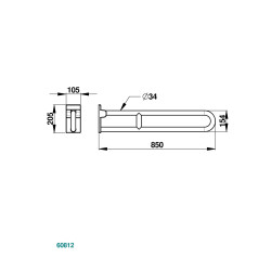 Barre relevable sans béquille ø34 850 mm aluminium blanc ABS antibactérien
