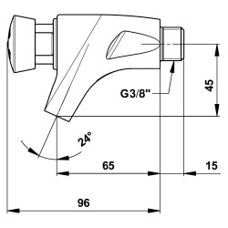 P504s Robinet simple lavabo mural temporisé 15s, chaud G3/8