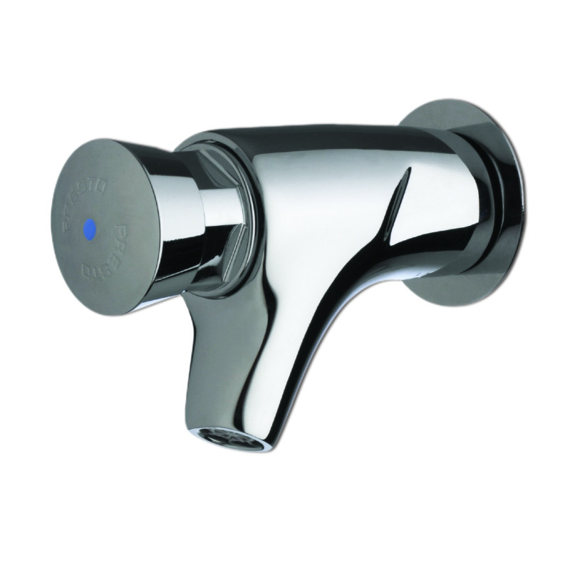 P504 Robinet simple lavabo mural temporisé 15s, froid G1/2 avec rosace