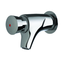 P504 Robinet simple lavabo mural temporisé 15s, chaud G1/2 avec rosace