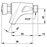 P504 Robinet simple lavabo mural temporisé 15s, chaud G1/2