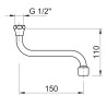 Bec tournant universel par-dessous avec brise-jet F 1/2" 150 mm
