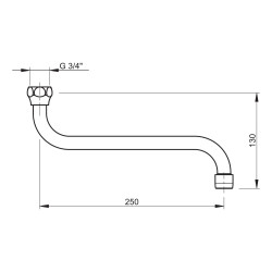 Bec tournant universel par-dessous avec brise-jet F 3/4" 250 mm