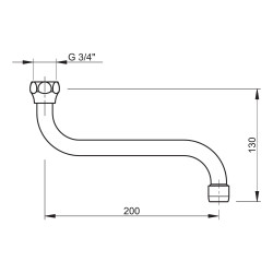 Bec tournant universel par-dessous avec aérateur F 3/4" 200 mm