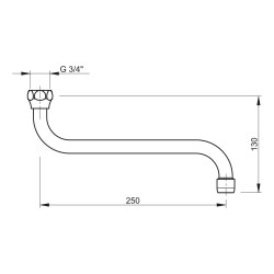 Bec tournant universel par-dessous avec aérateur F 3/4" 250 mm