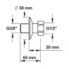 Raccord droit m 1/2xf 3/8 ecrou tournant-l65 mm