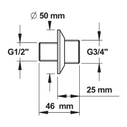 Raccord droit m 1/2xm 3/4 -l 46 mm