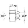 Raccord fou F 3/4 x F 3/4 écrou prisonnier