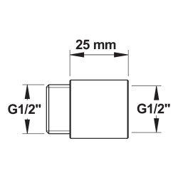 Rallonge droite mF1/2'-l 25 mm