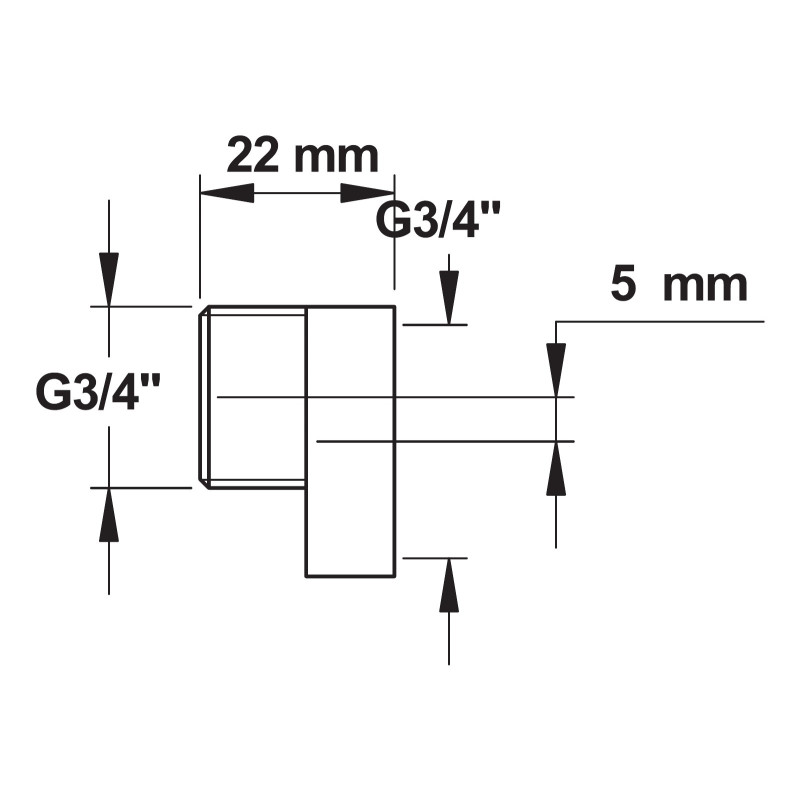 Boite excentree de 5 mm-m 3/4xf 3/4