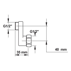 Racc. excentre de 40 mm-m 1/2xF1/2' ecrou pris.
