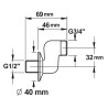 Raccord contre coude 32mm-m 3/8xm 3/4