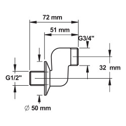Raccord contre coude 32mm-m 1/2xm 3/4