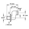 Raccord contre coude 32mm-m 1/2xm 3/4