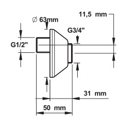 Raccord decale de 11,5 mm-m 1/2xm 3/4