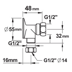 Applique equerre a patte a vis-m1/2xf1/2