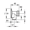 Applique equerre patte a vis-m1/2xm3/4-s/s ecrou