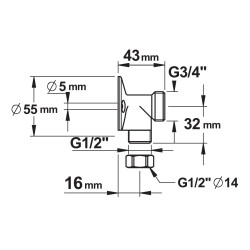 RACCORD APPLIQUE ÉQUERRE fixation par vis M1/2' x M3/4'