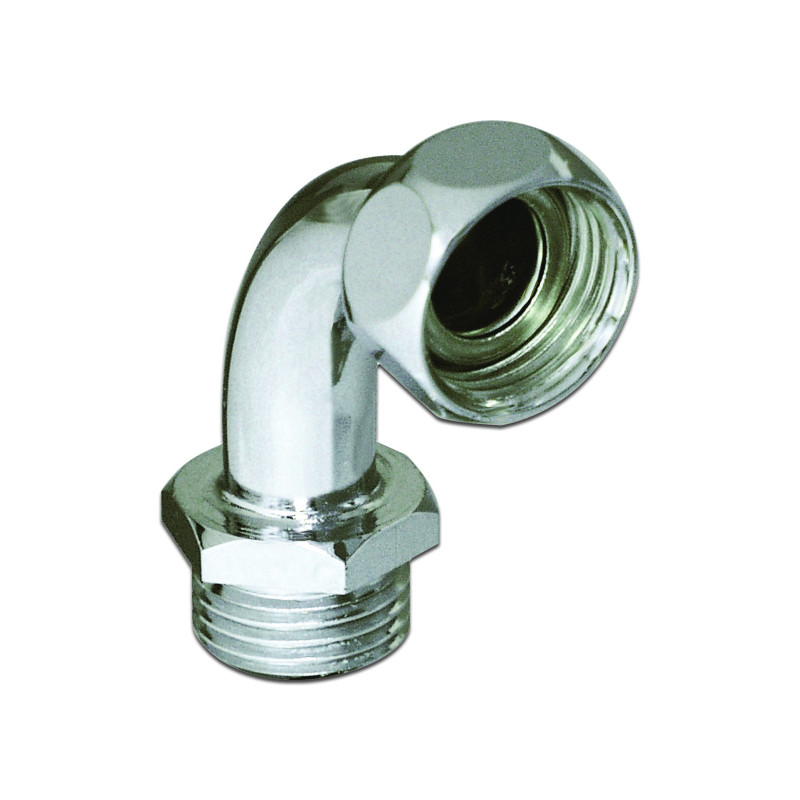 Coude chrome 6 pans-m 1/2xF1/2' ecrou pris.