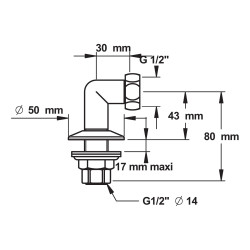 Colonnette standard- h. 43mm-m 1/2xF1/2'