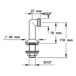 Colonnette a embase fondue-m1/2xm3/4-s/s ecrou