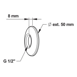 Rosace taraudée Ø 50-Ø int. 15x21-h.=8mm