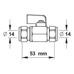 Robinet d'arret droit avec raccord rapide MM G 1/2" bague tube cuivre 14 mm