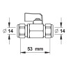 Robinet d'arret droit avec raccord rapide MM G 1/2" bague tube cuivre 14 mm