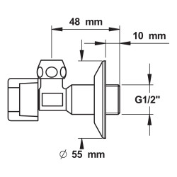Robinet d'arret équerre MM 1/2 pour tube 10 mm