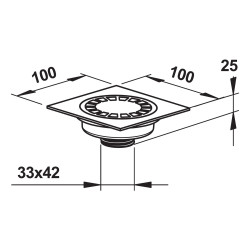 Siphon de sol 100x100 mm sortie verticale G M 1"1/4 (33x42)
