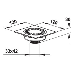 Siphon de sol 120x120 mm sortie verticale G M 1"1/4 (33x42)