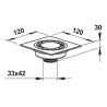 Siphon de sol 120x120 mm sortie verticale G M 1"1/4 (33x42)